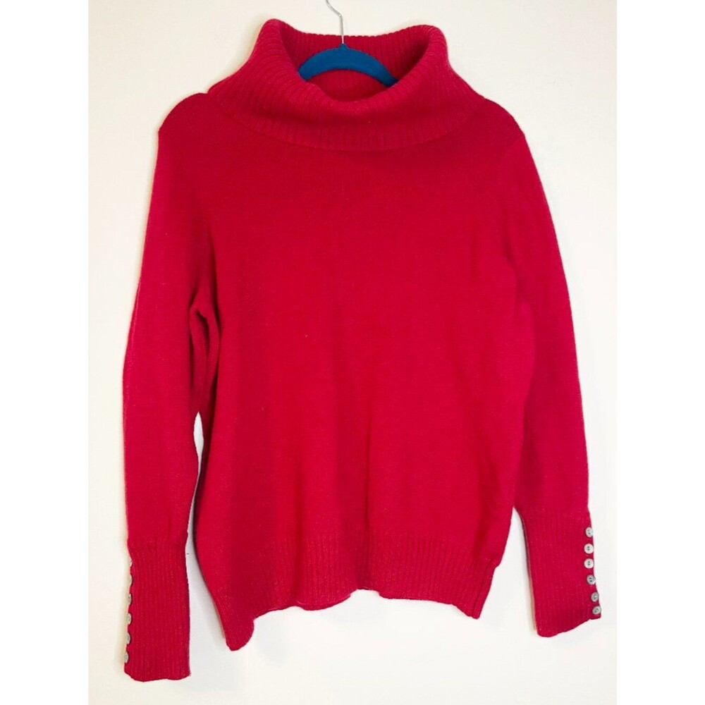 Marisa Christina 100% Merino Wool Turtleneck Sweater Pink 3X Button Cuff Cozy